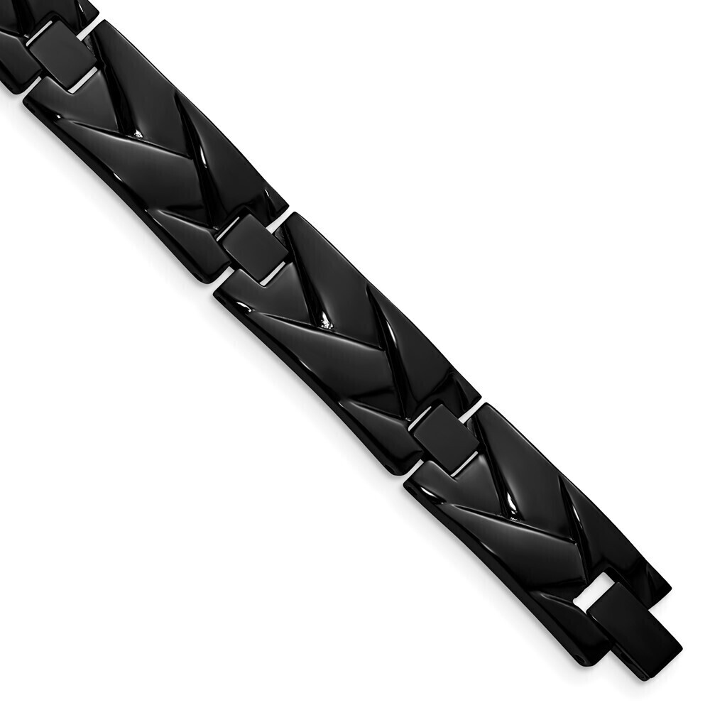 Kazi Luxury Stainless Steel Polished Black IP-plated  9in Bracelet